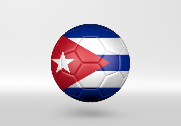 3D voetbal met de vlag van Cuba op grijze achtergrond