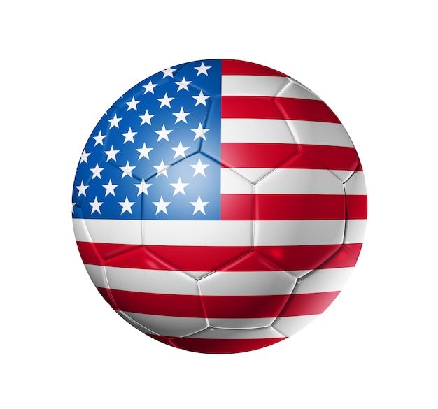3D voetbal met de vlag van het team van de VS
