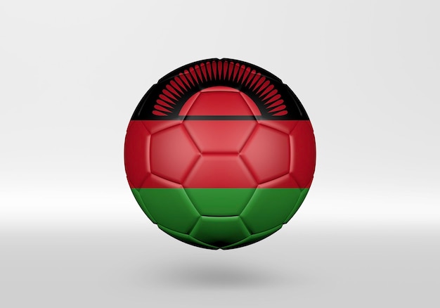 3D-voetbal met de vlag van Malawi op grijze achtergrond