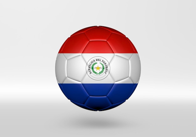 3d-voetbal met de vlag van paraguay op grijze achtergrond