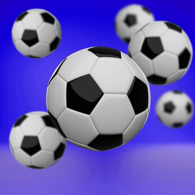 3D-voetbal op blauwe achtergrond