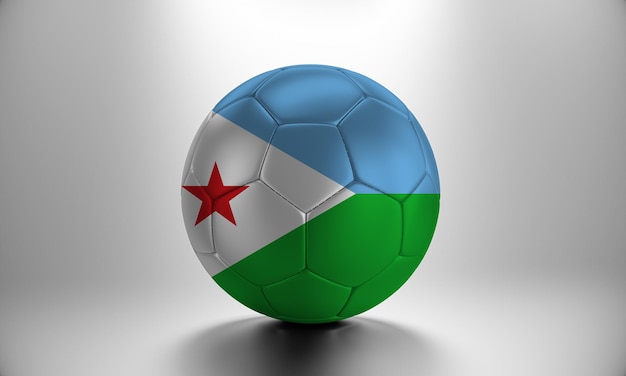 3d voetbalbal met het landvlag van Djibouti. Voetbalbal met vlag van Djibouti