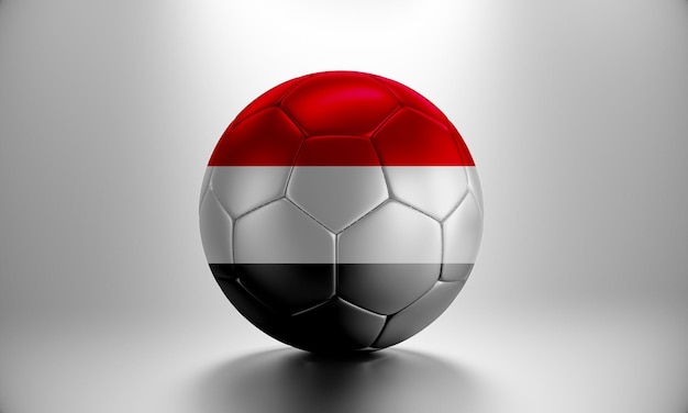 3d voetbalbal met het landvlag van Jemen. Voetbalbal met vlag van Jemen