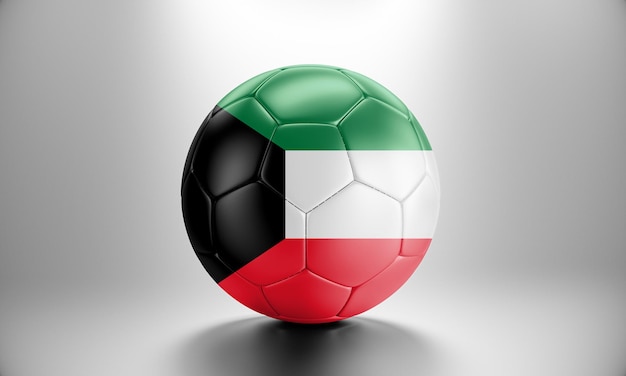 3d voetbalbal met het landvlag van koeweit. voetbalbal met vlag van koeweit