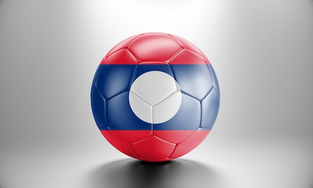 3d voetbalbal met het landvlag van Laos. Voetbalbal met vlag van Laos