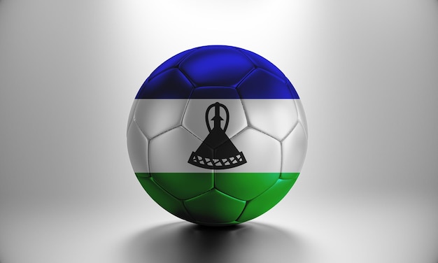 3d voetbalbal met het landvlag van Lesotho. Voetbalbal met vlag van Lesotho