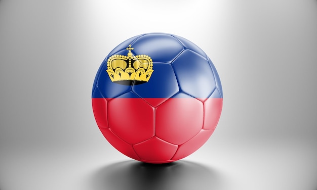 3d voetbalbal met het landvlag van Liechtenstein. Voetbalbal met Liechtensteinse vlag