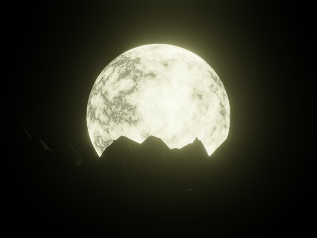 3D volle maan nacht