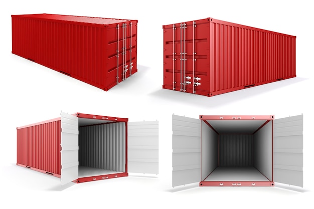 3D-vrachtcontainer op witte achtergrond