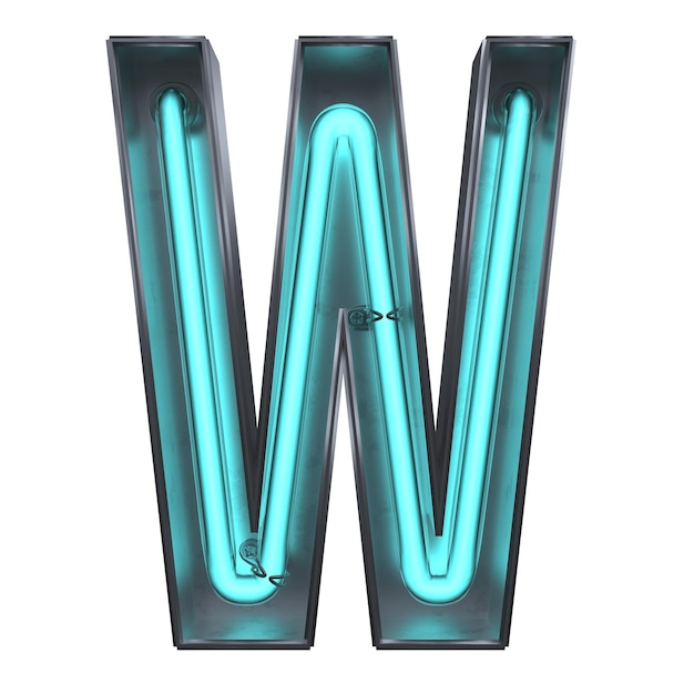 Foto un'illustrazione 3d di lettere al neon w isolata su uno sfondo bianco