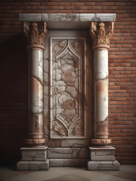 3d wall stone columns classic