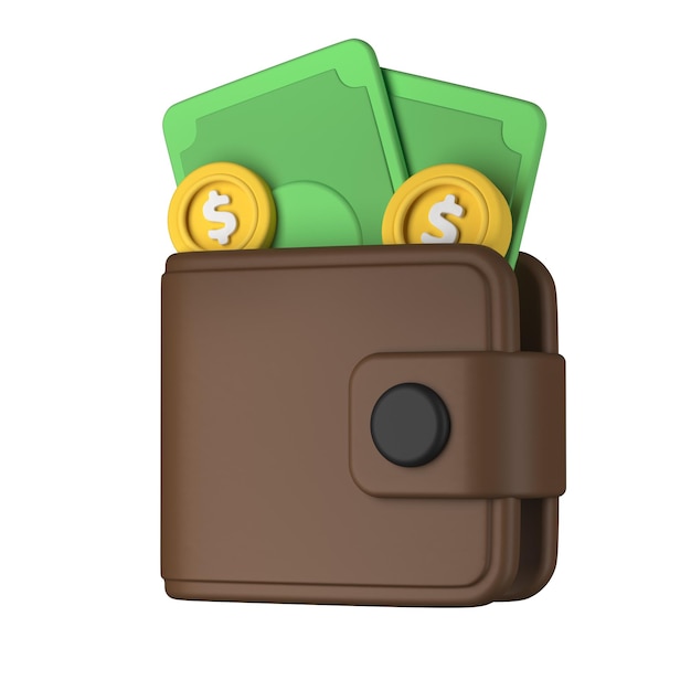 3D-иллюстрация кошелька на белом фоне