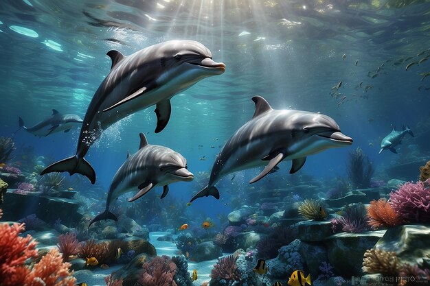 3d wallpaper coral reef tropical colorful fish in the water aquarium