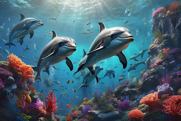 3d wallpaper coral reef tropical colorful fish in the water aquarium