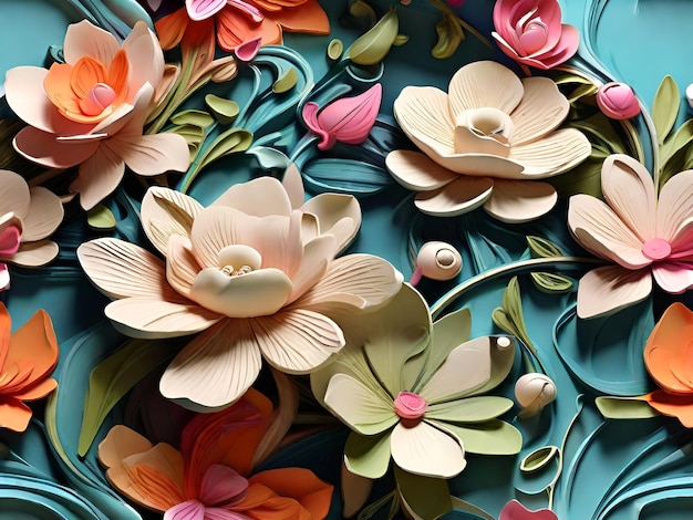 3d wallpaper flowers with stems and leaves