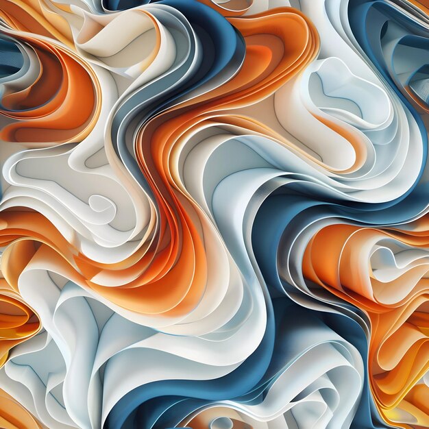 3d wallpaper of papercut style of orange white and blue colors High quality