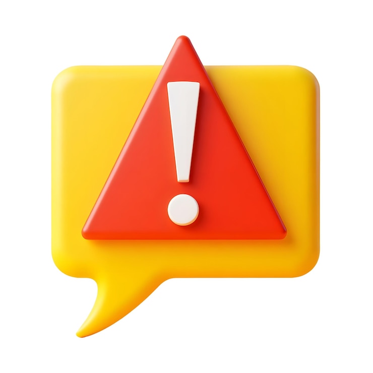 Photo 3d warning icon with exclamation mark for alert and notification