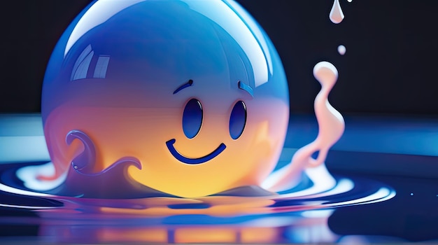 3D water emoji circle