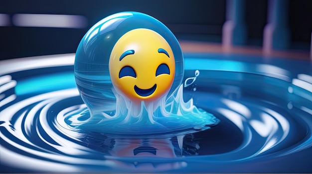 3D water emoji circle