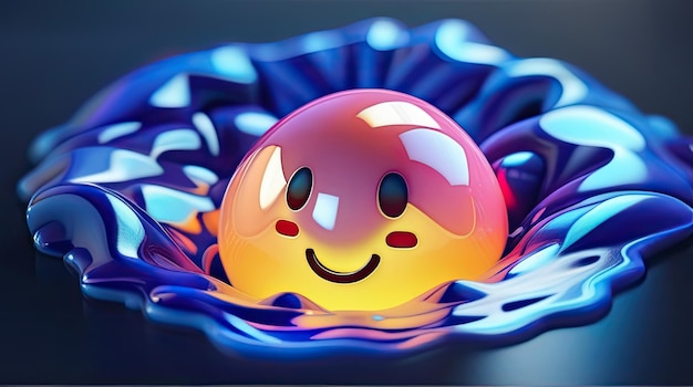 3D water emoji circle