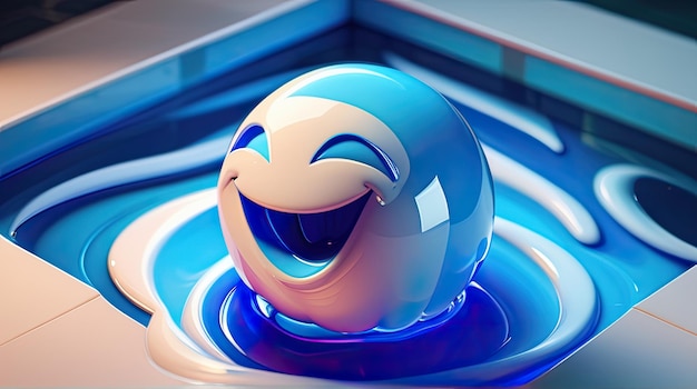 3D water emoji circle