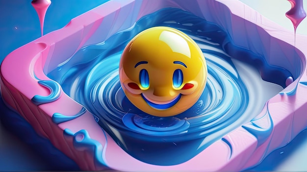 3D water emoji circle