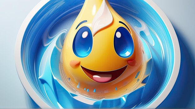 3D water emoji circle