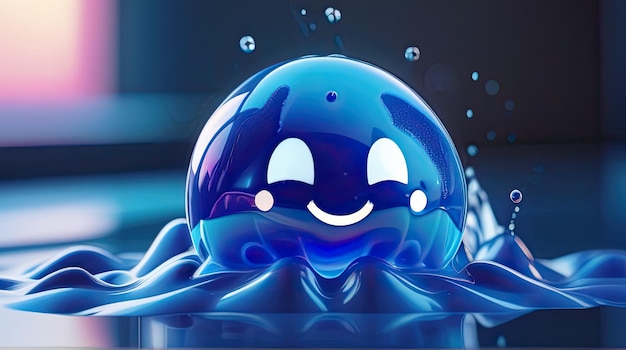 3D water emoji circle