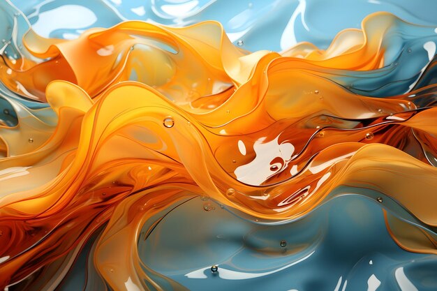 3d water swirling shapes blue and yellow art