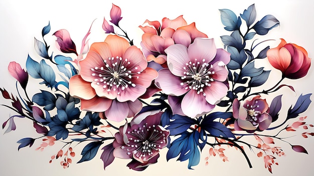 3d watercolor flowers illustrated