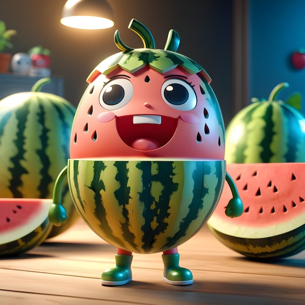 3D watermelon cartoon character