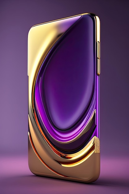 3D Wave Liquid Gradient Gold to Violet Paint