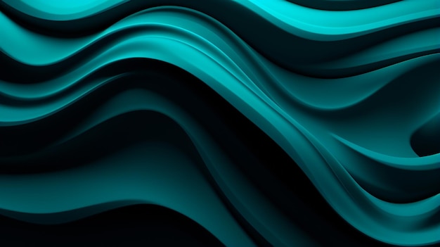 3D wave pattern background in green black color