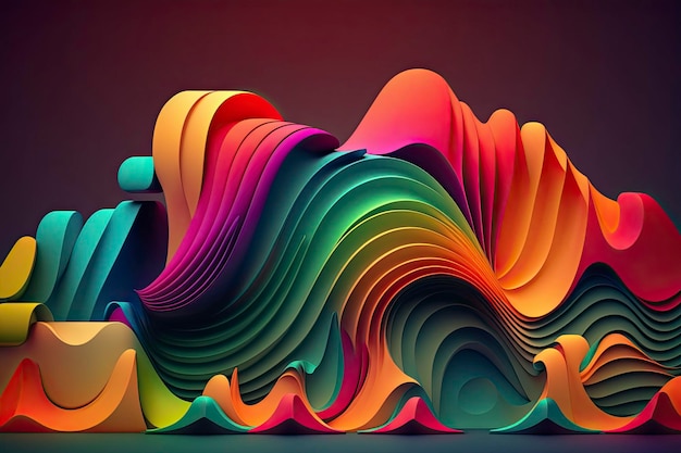 3d waves abstract background Paper art Generative Ai