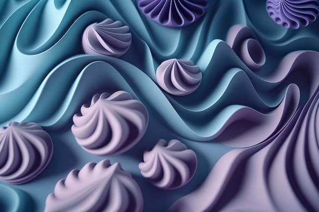 3d waves abstract background Plastic art Generative AIx9