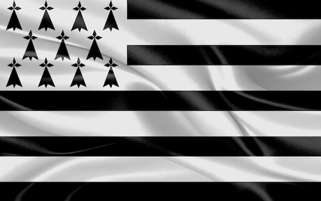 3d waving realistic silk national flag of Brittany Happy national day Brittany flag background