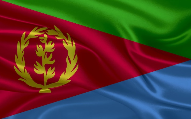 3d waving realistic silk national flag of Eritrea Happy national day Eritrea flag background
