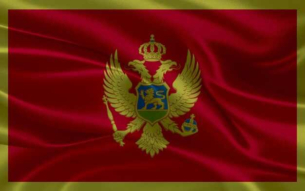 3d リアルなシルクのモンテネグロの国旗を振る Happy National Day モンテネゲロ国旗