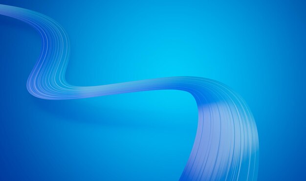 3d wavy flag of blue color waving abstract ribbon isolated on blue background 3d illustration