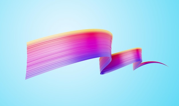 写真 柔らかい青の背景 3 d イラストレーションに分離された 3 d の波状の光沢のあるソーシャル メディア リボン フラグ