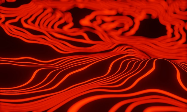3D Wazig abstracte rode en zwarte topografie.