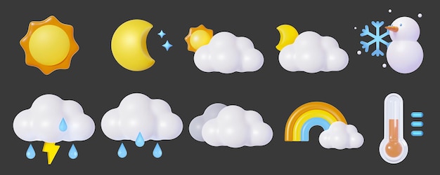 3d weather element set