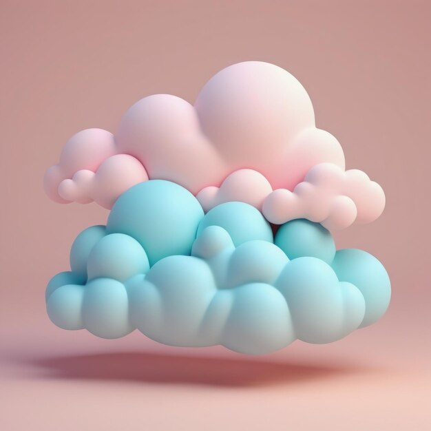 3D-weergave abstracte achtergrond van een wolk met een roze blauw en grijs 3D-weergave abstracte b