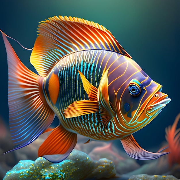 3D-weergave Angelfish Animal AI Generatief