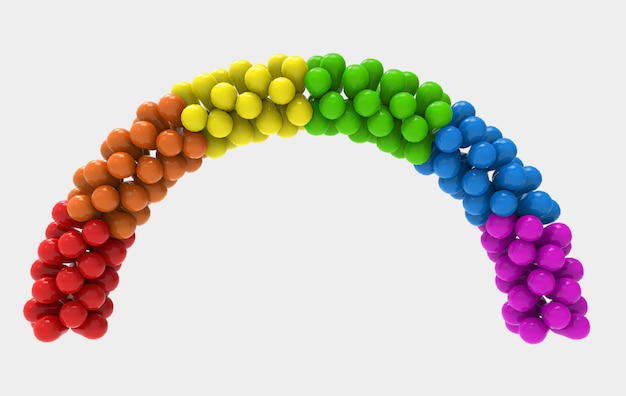 3D-weergave Lgbt Rainbow falg kleur ballon wrede poort met uitknippad geïsoleerd op wit.