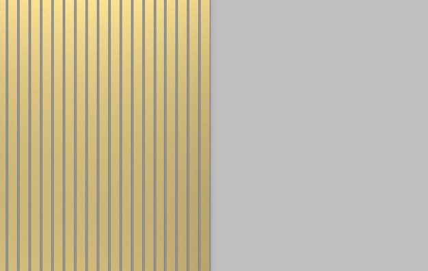 3D-weergave moderne luxe Gouden verticale balk patroon op grijze achtergrond.