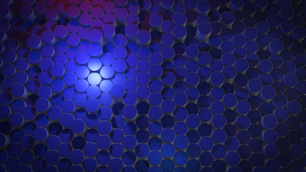3D-weergave van abstracte cilindrische geometrische oppervlakken in virtuele ruimte