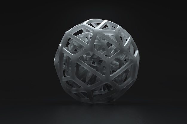 3D-weergave van abstracte organisch ogende geometrievormen met lichtverstrooiing en absorptie