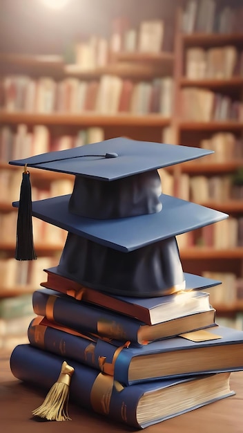3D-weergave van afstudeerboeken en diploma's