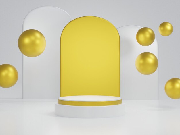 3d-weergave van blanco podium displaystandaard voor productpresentatie mock-up 3d gouden achtergrond